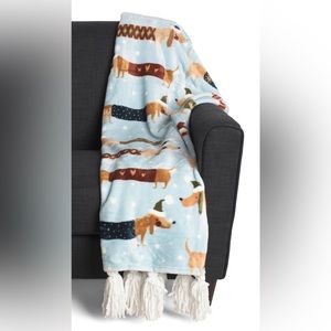 Dachshund themed holiday throw blanket